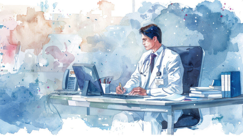 watercolor hospital health care illustration